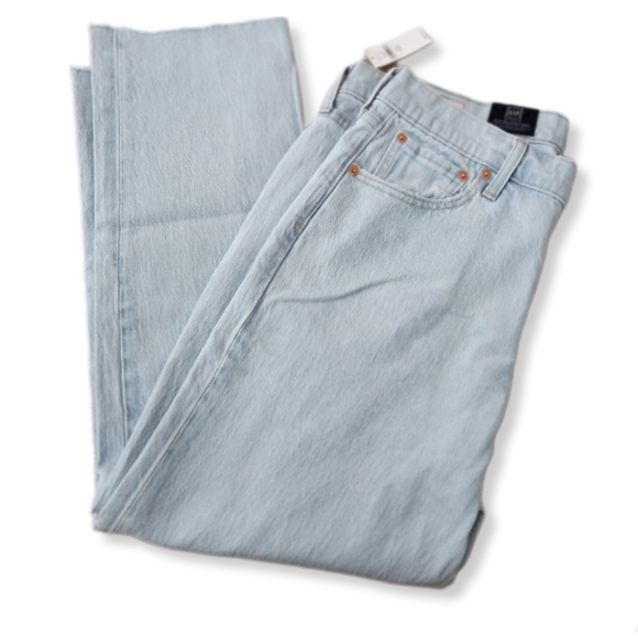 GAP Cheeky Straight High-rise Raw Edge Hem Jeans Denim Size 32/14S W-655 - Picture 6 of 9